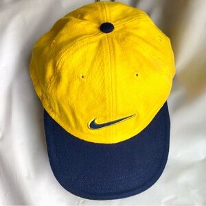 Nike Vintage Yellow Hat Cap with Navy Blue Accents